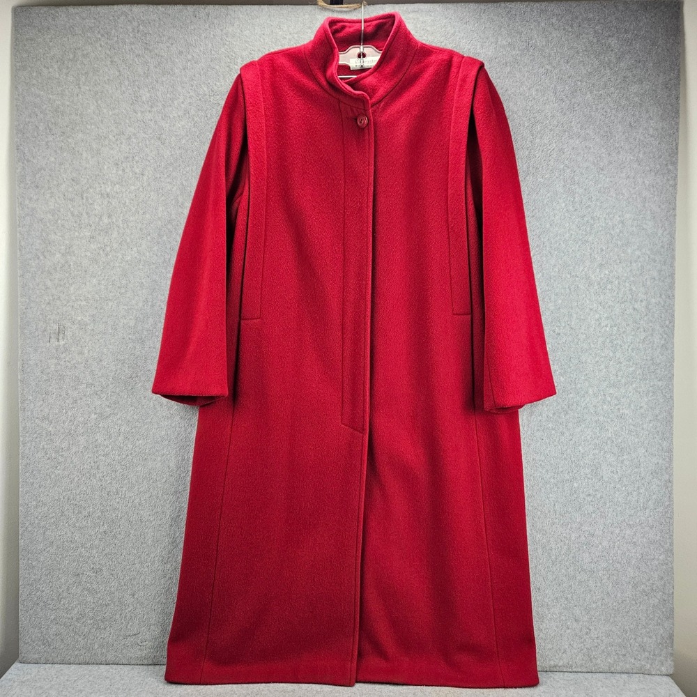FORECASTER OF BOSTON Long Coat Women M Red Wool Vintage ILGWU USA Made Classic